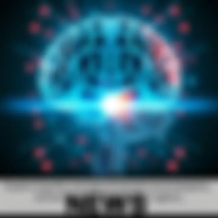 Illustration of a human brain and a robot brain connecting with light between them, symbolizing shared consciousness