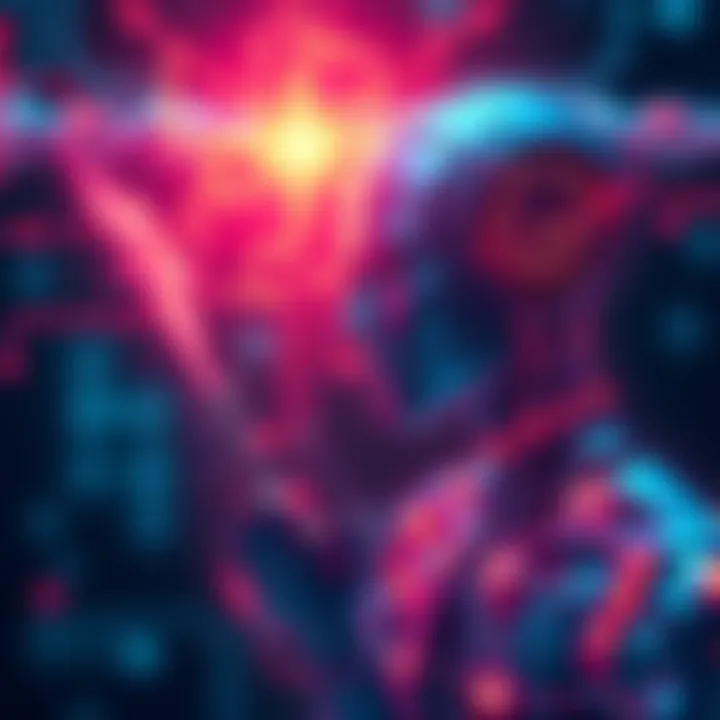 A human figure interacting with a glowing artificial intelligence symbol, showcasing the contrast between viewing AI as a tool and as a living entity.