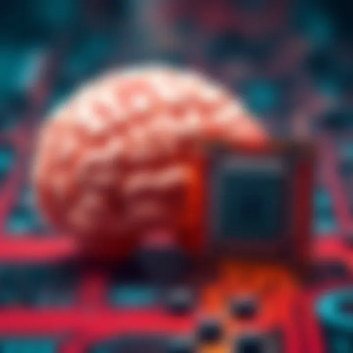 A comparison of a human brain and a computer chip, illustrating the difference in processing speeds between humans and Artificial Superintelligence.