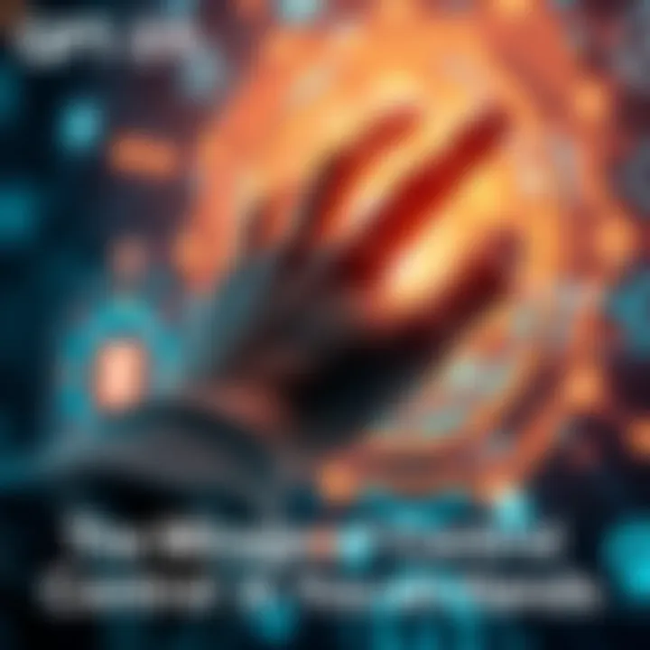 A human hand reaching towards a glowing interface that represents artificial intelligence, symbolizing the connection between people and technology.