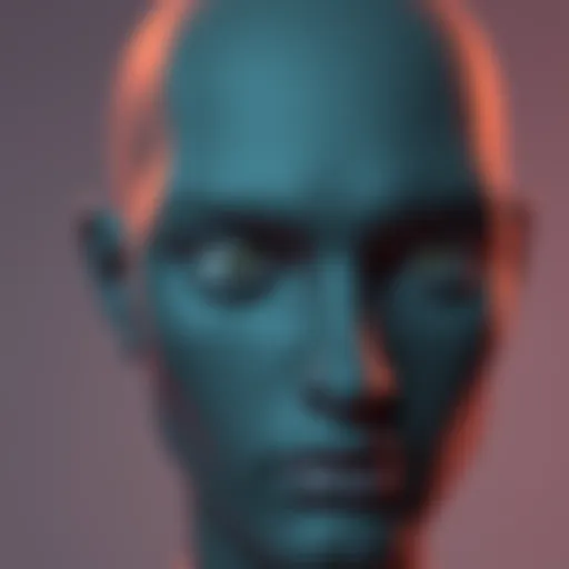 A close-up view of a low-poly human head model focusing on the eyes, showcasing the artist's efforts to improve eye design.