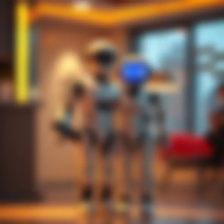 A humanoid robot designed for companionship standing beside a person, showcasing its advanced communication features and friendly design.