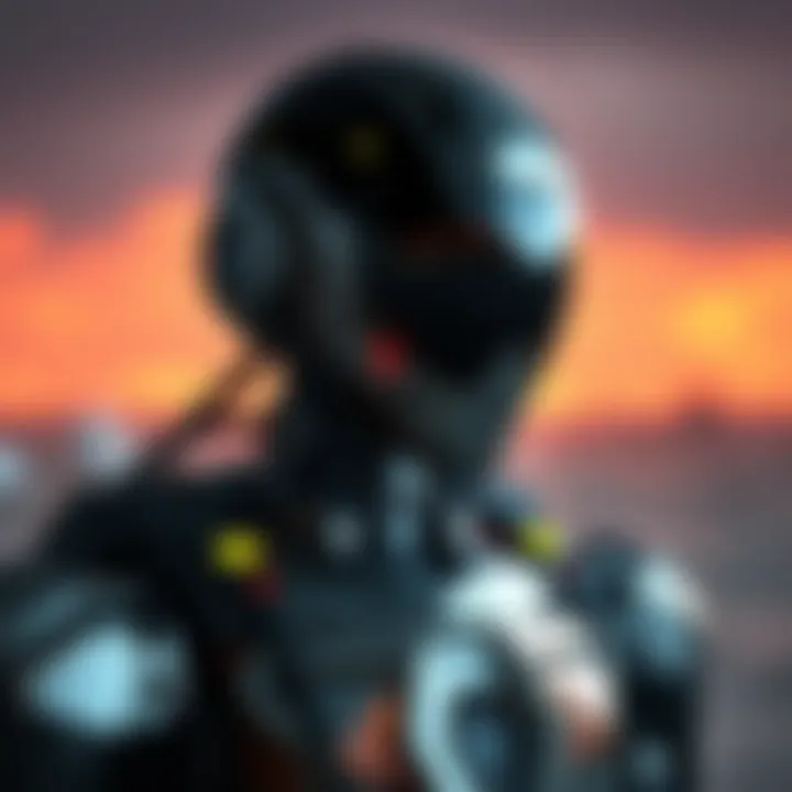 Humanoid Robot for Military Use A humanoid robot designed for military operations, showcasing advanced technology, ready to aid Ukraine's armed forces.