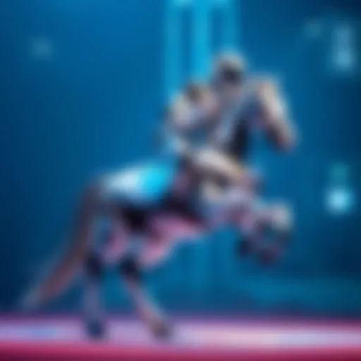 A humanoid robot skillfully rides a robot horse during a demonstration in Beijing, showcasing advancements in robotics.