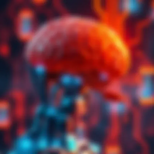 A human brain and a robot with glowing circuits, representing the link between human cognition and AI behavior.