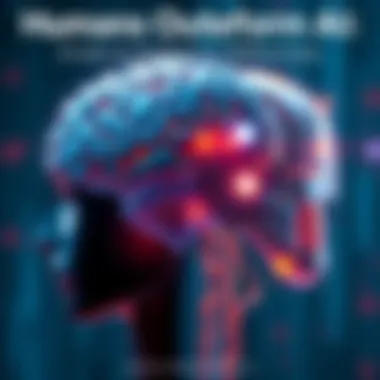 A human brain and a digital representation of AI working side by side, showcasing their differences in function and design.