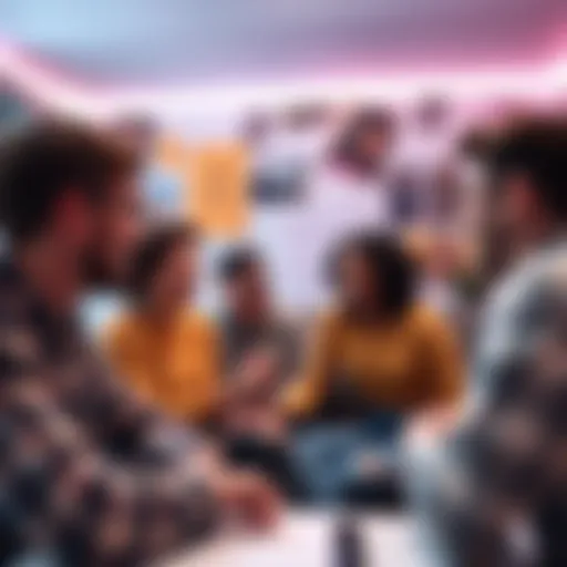 A group of people sharing laughs in an online chat room, showcasing various humorous memes and comments