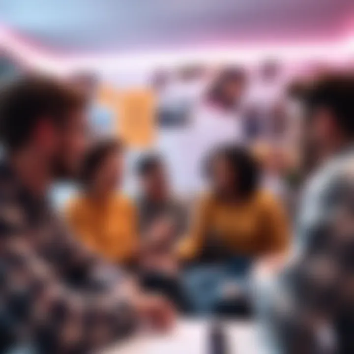 A group of people sharing laughs in an online chat room, showcasing various humorous memes and comments