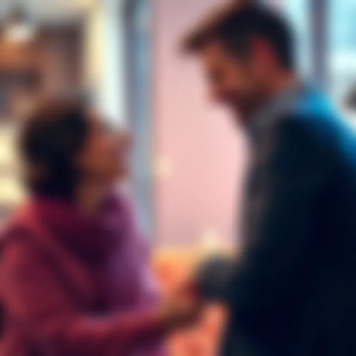 A husband playfully talks to his wife about using AI for love advice, showing a light-hearted moment between them.