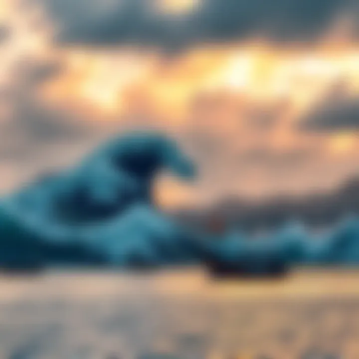 A hyper-realistic depiction of The Wave of Kanagawa featuring a large wave, boats in the foreground, and mountains under a cloudy sky.