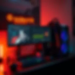 A powerful PC setup showcasing 20GB VRAM and 32GB RAM, with graphics software on screen, illustrating the creation of hyper-realistic 18+ images.