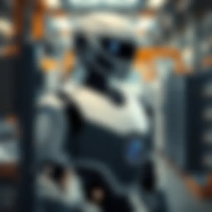 A Hyundai humanoid robot standing in a factory setting, showcasing advanced technology in robotics.