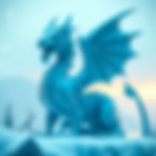 A pixelart representation of an Ice Dragon statue being enhanced in Blender and Aseprite, showcasing a new perspective.