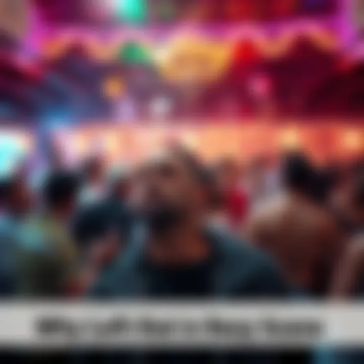 A person looks lonely at a lively party, surrounded by people socializing and enjoying themselves.