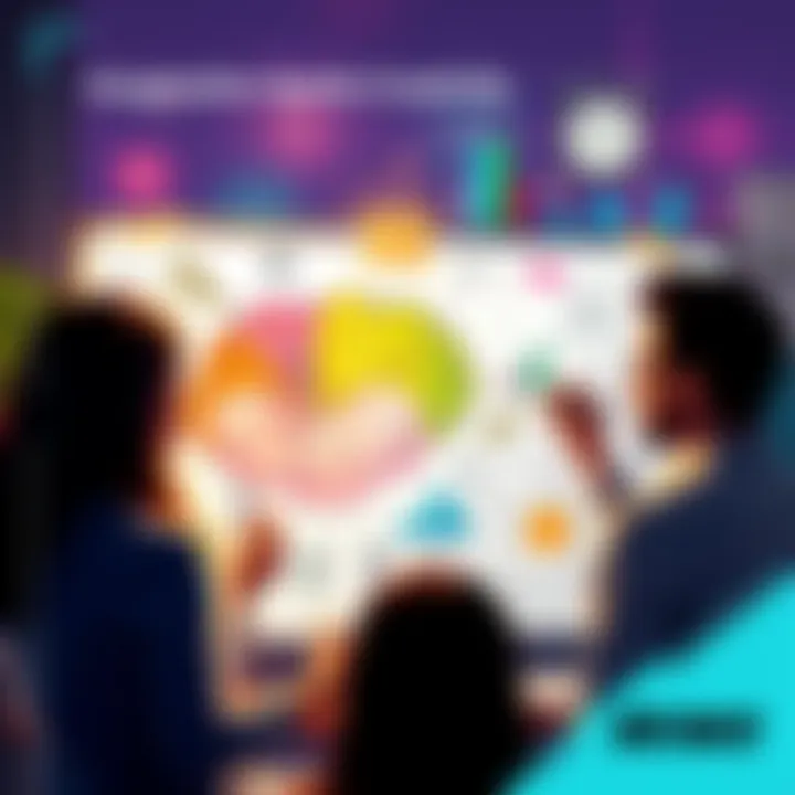 A vibrant scene showing people brainstorming and sketching ideas on a whiteboard, symbolizing creativity and innovation.