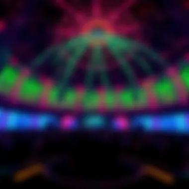 A large 87-foot dome displaying scenes from The Matrix movie, filled with vibrant colors and immersive visuals, capturing the attention of a captivated audience.