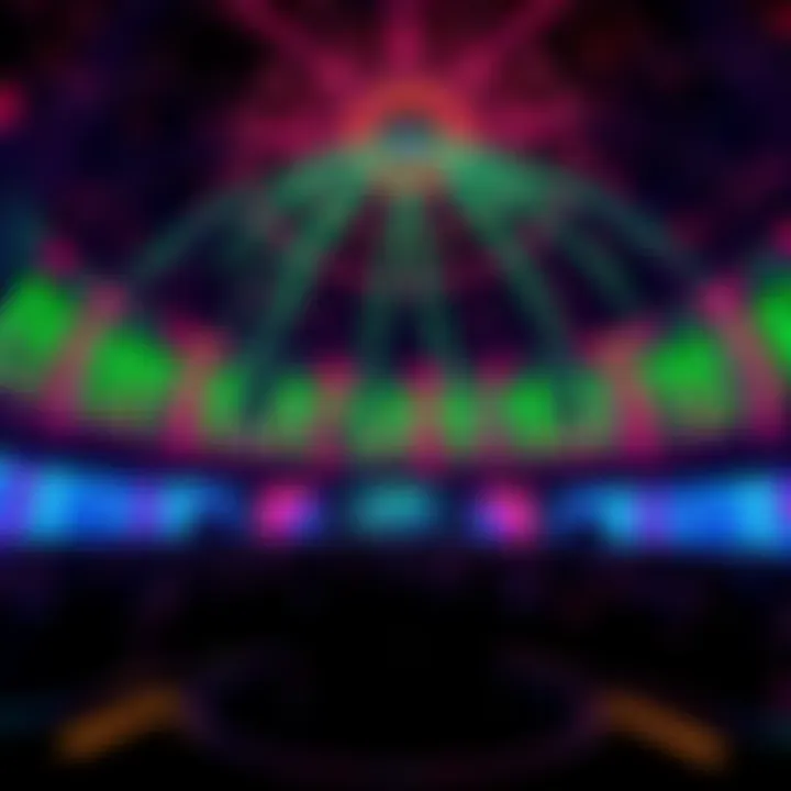 A large 87-foot dome displaying scenes from The Matrix movie, filled with vibrant colors and immersive visuals, capturing the attention of a captivated audience.