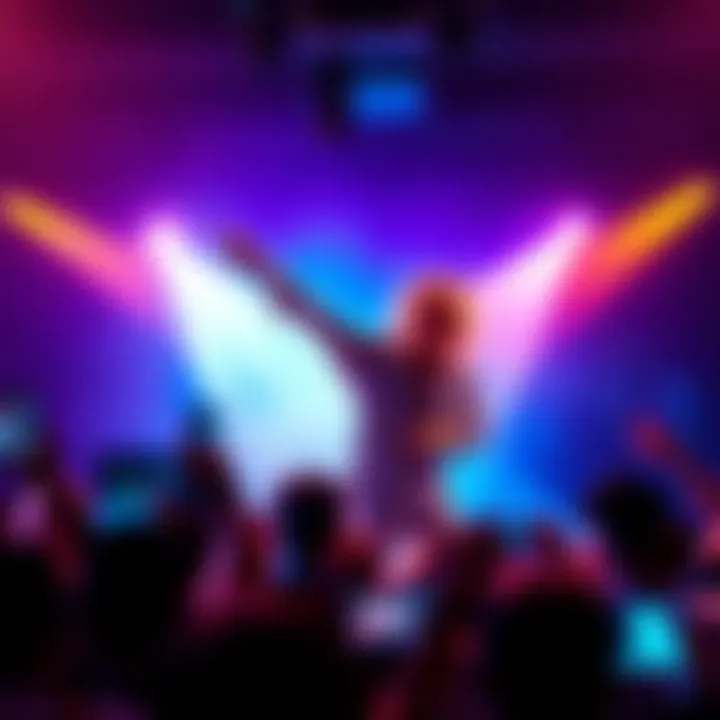 ImNovaCordova on stage with vibrant lights, engaging the crowd with Disco-Pop music