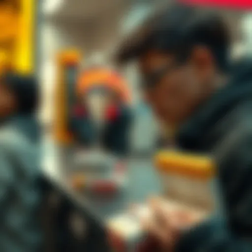 A person looking at cigarette packs with health warnings in a public setting, reflecting on smoking's societal effects in 2026