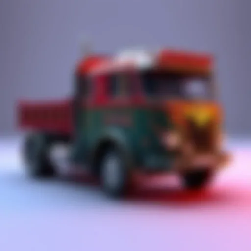 Detailed 3D model of an Indian truck created in Blender, showing intricate designs and textures.