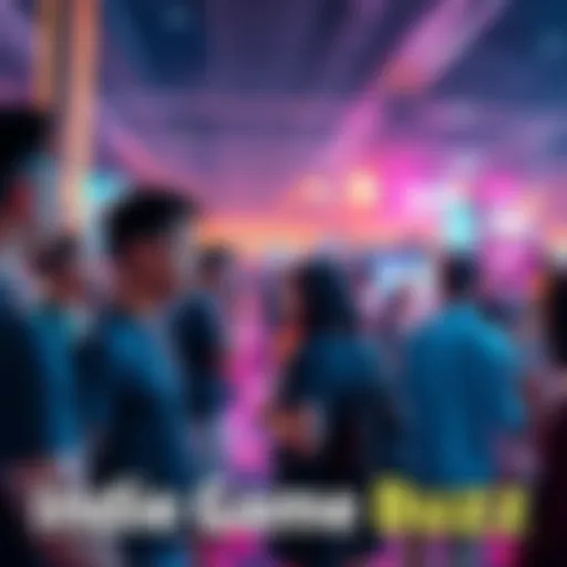 People discussing the excitement around a viral indie game project at a gaming event.