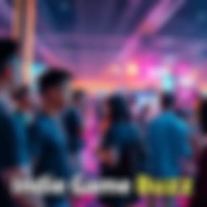 People discussing the excitement around a viral indie game project at a gaming event.