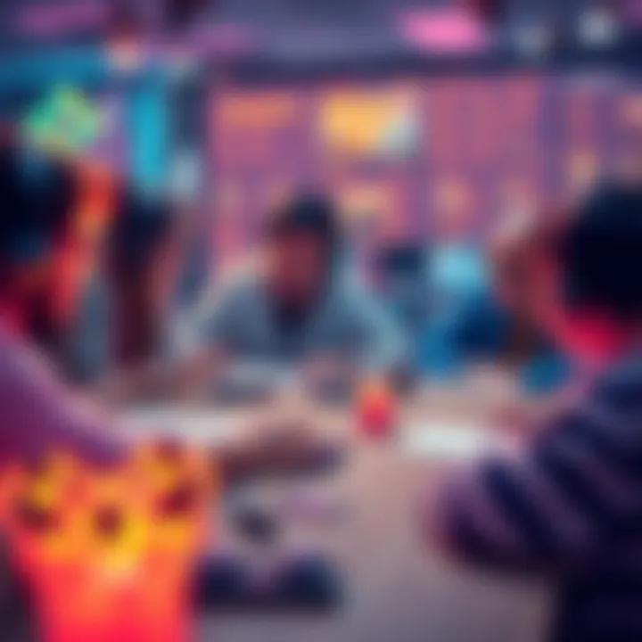 A group of indie game developers brainstorming and working together on game design ideas