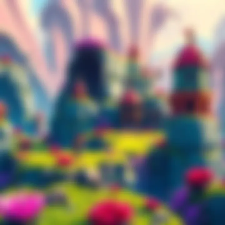 A colorful scene from an indie game showing a character exploring a vibrant world filled with lush landscapes and intriguing structures.