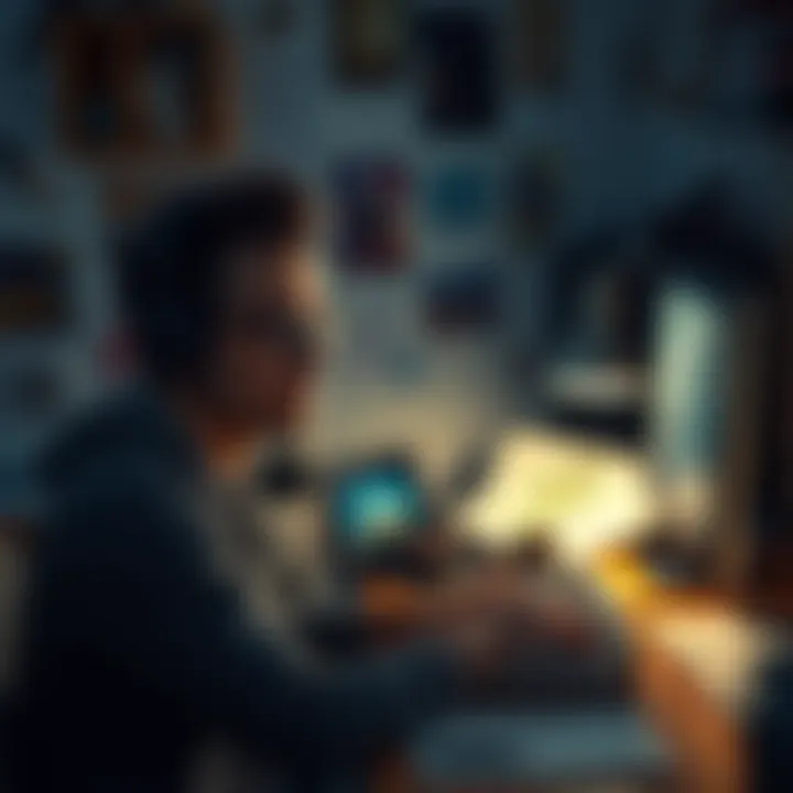 An indie game developer sits at a cluttered desk surrounded by sketches and game designs, looking contemplative about the challenges in the puzzle game market.