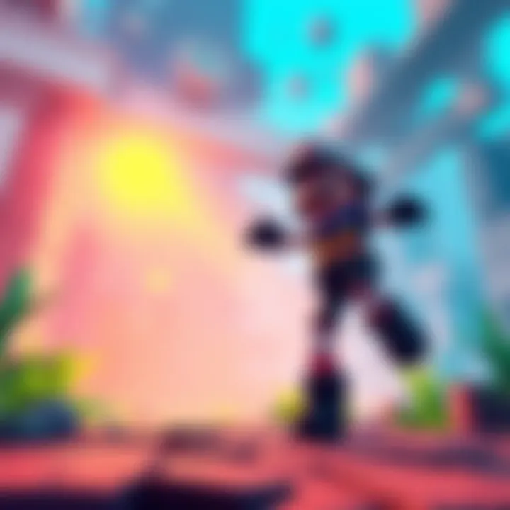 A colorful scene from an indie game featuring a character in action against a vibrant background