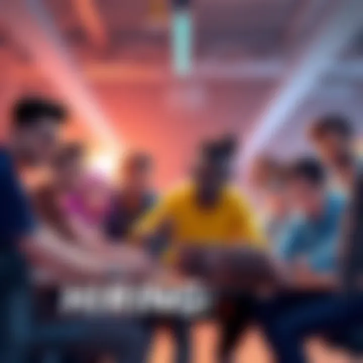 A diverse group of artists and developers working together in a creative studio setting, focusing on game design and animation.