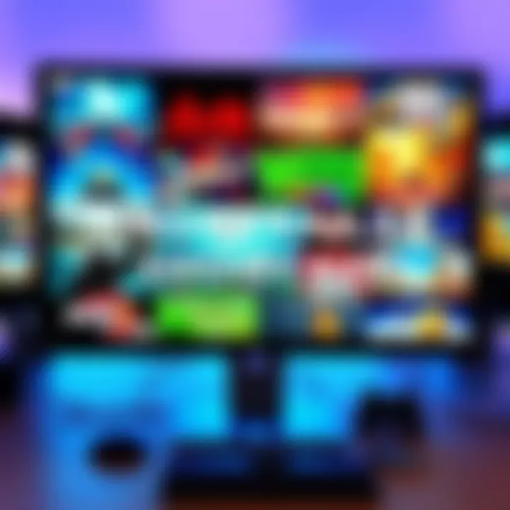 A collage of various indie game trailers displayed on a computer screen with vibrant graphics and gameplay action.