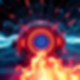 A futuristic machine representing the Infinity Machine, surrounded by energy waves and digital elements, symbolizing technology and innovation.