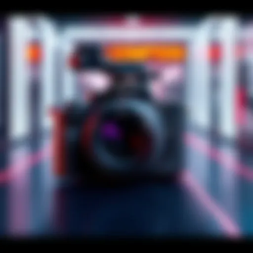 A modern camera inspired by Sony FX2 features, showcasing sleek lines and advanced technology.