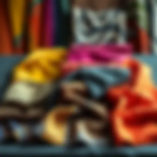 A variety of colorful fabric samples displayed on a table, showcasing innovative textures and patterns from the Concrete Waves initiative