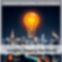 A bright light bulb representing new ideas and insights over a city skyline, symbolizing innovation and future trends.