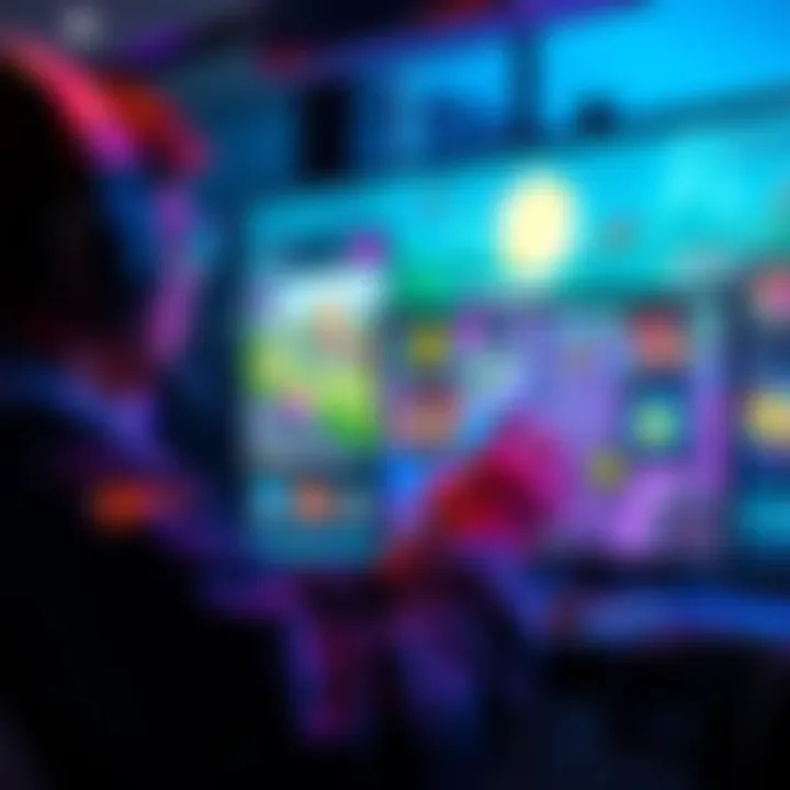 A player engaged with a colorful game interface, exploring mini gameplay sections on screen.