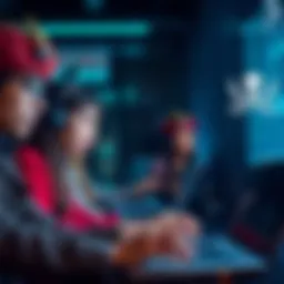 A graphic showing various internet users looking at digital content with pirate symbols overlay, representing copyright infringement.