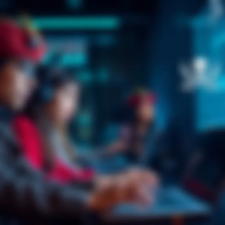 A graphic showing various internet users looking at digital content with pirate symbols overlay, representing copyright infringement.