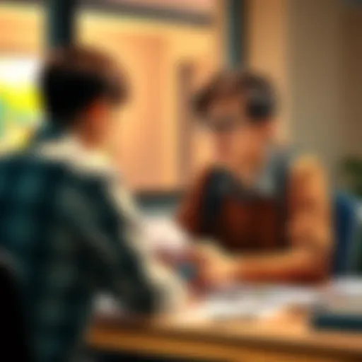 A young person sitting at a desk, reviewing notes and practicing interview questions for a summer internship.