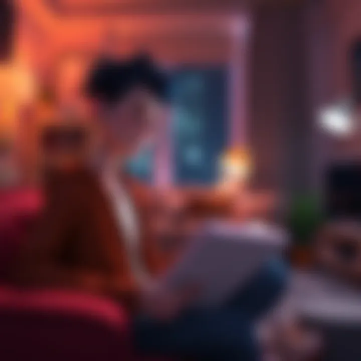 A young person reviewing notes and a portfolio in a cozy room, preparing for an animation industry interview