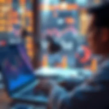 A person reviewing financial charts on a laptop while considering investments in AI technology.