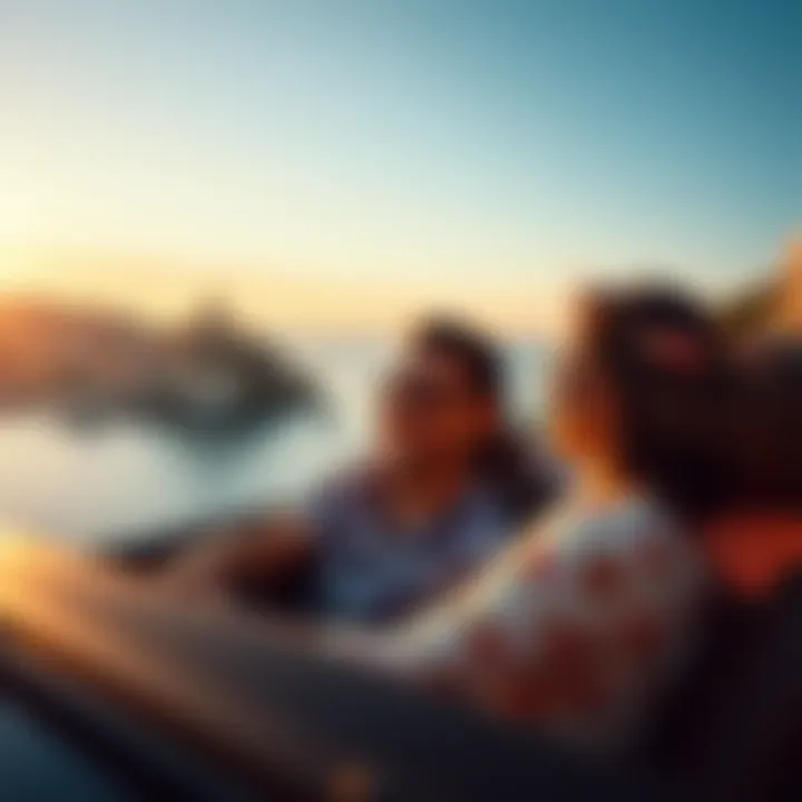 Jessica and her partner smiling together in a car with the Italian coastline in the background during their wedding road trip