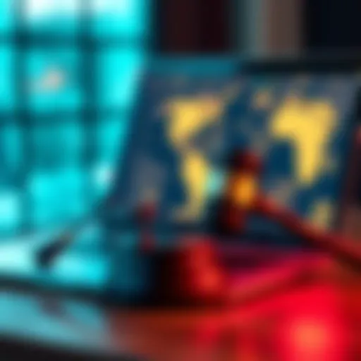 A gavel and a laptop symbolizing a fine against an AI platform for data breaches in Italy