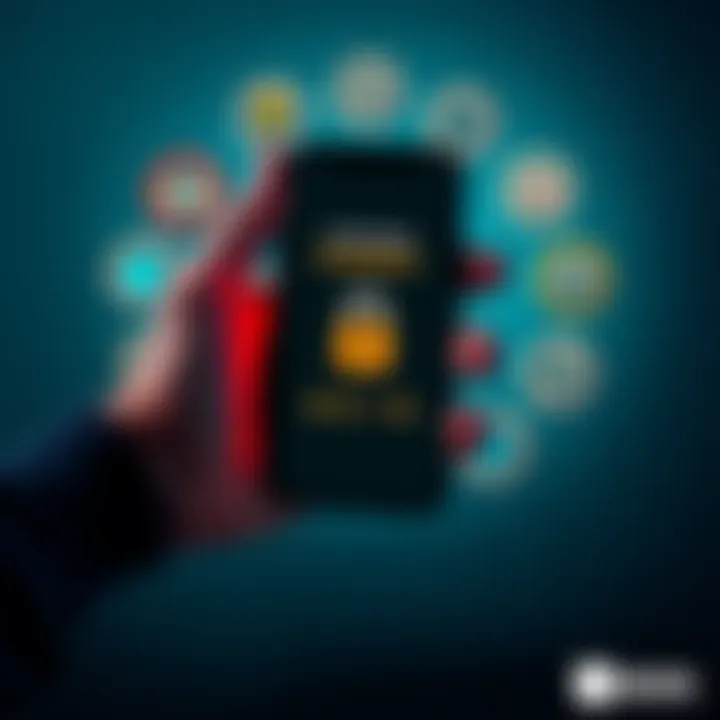 A person holding a smartphone displaying a new jailbreak interface on the screen, with icons representing new features around it.