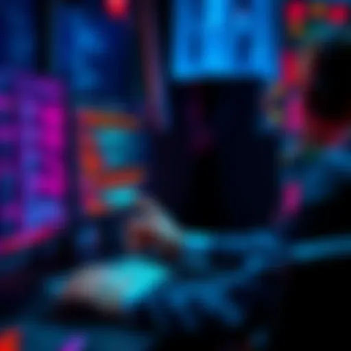 A person using a computer with code on the screen while brainstorming jailbreak strategies