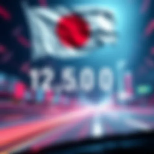 A high-tech graphic showing the internet speed of 125,000 Gbps with Japan's flag in the background, illustrating fast connectivity.