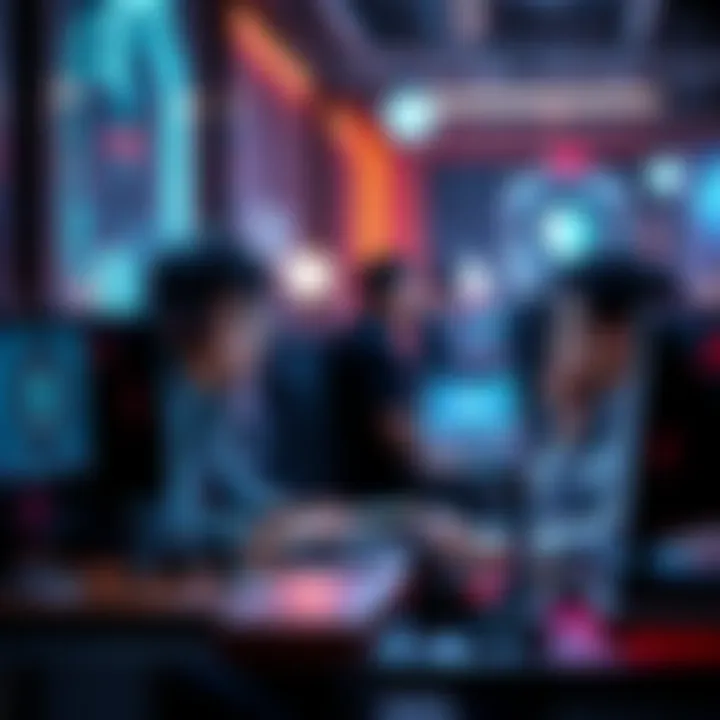 A group of Japanese game developers collaborating and using AI technology in their work environment