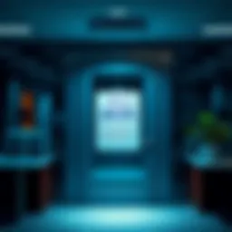 A corporate office with a notice on the door about job cuts due to AI advancements.