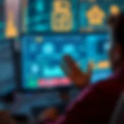 A worried person looks at a computer screen filled with AI graphics, symbolizing job loss fears amidst rising AI usage.